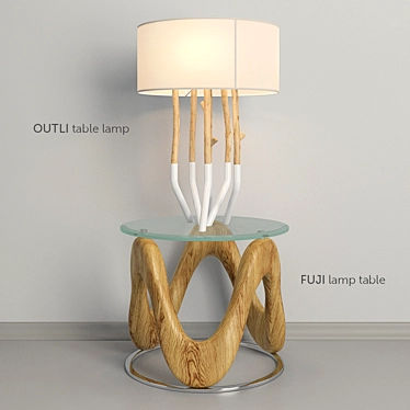 Modern Set: Outli Table Lamp & Fuji Lamp Table 3D model image 1 