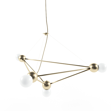 Geometric Brass Chandelier: Handcrafted Elegance 3D model image 1 