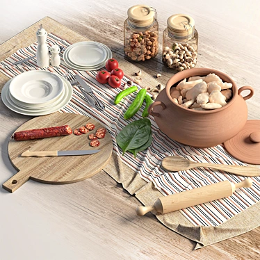 Traditional Kitchen Decor Set 3D model image 1 