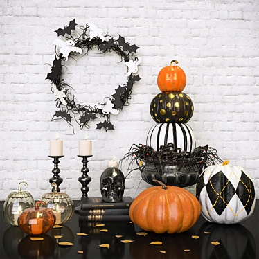 Haunted Halloween Scene Decor Set 3D model image 1 