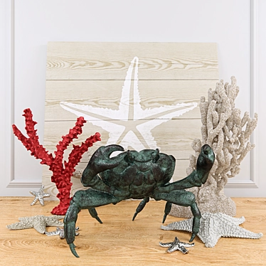 Bronze Crab Sculpture: Exquisite Oceanic Decor 3D model image 1 