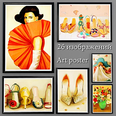 Modern Art Poster Collection 3D model image 1 