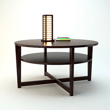 Versatile VEJMON Coffee Table with Bookshelf 3D model image 1 