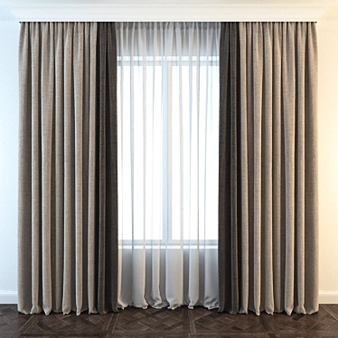 Elegant Drapery Curtain 3D model image 1 