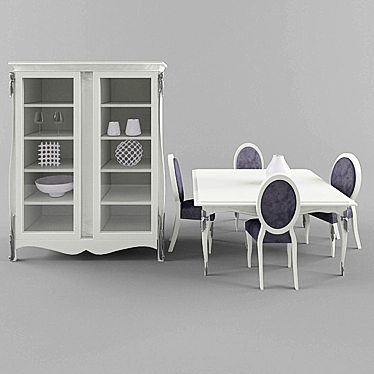 Elegant Charlotte Table and Chair Set 3D model image 1 
