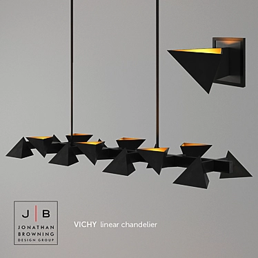 Industrial Metal Loft Chandelier & Sconce 3D model image 1 