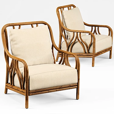 Title: Carmela Rattan Wishbone Chair: Elegant Design, Natural Comfort 3D model image 1 