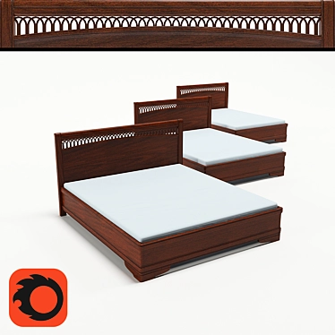 Elegant Torriani King Bed 3D model image 1 