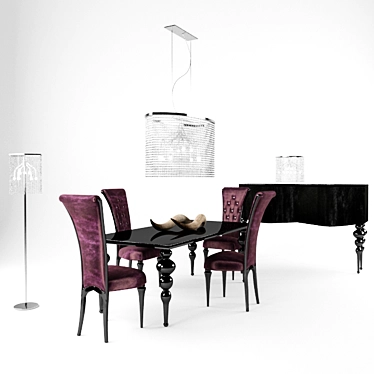 Elegant Purple Dining Set 3D model image 1 