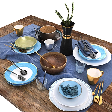 Table set | Blue and brown table set