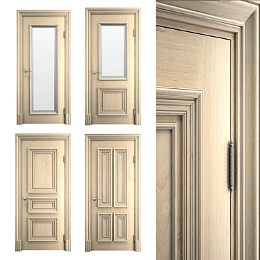 Elegant Palladio Solid Wood Door 3D model image 1 