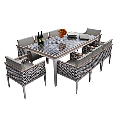 Heart Dining Set | Rattan Woven | Weatherproof 3D model image 1 