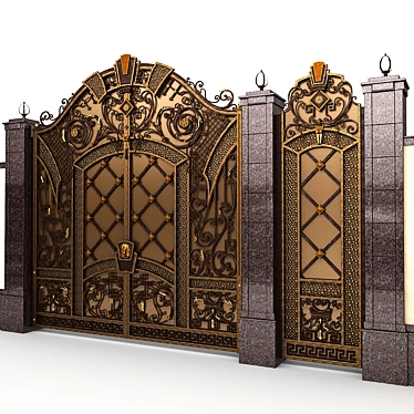 Elegant Enclave Gate with Side Door 3D model image 1 