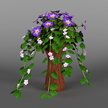 Petunia-Infused Bakop: Vibrant Ampel Flowers 3D model image 1 