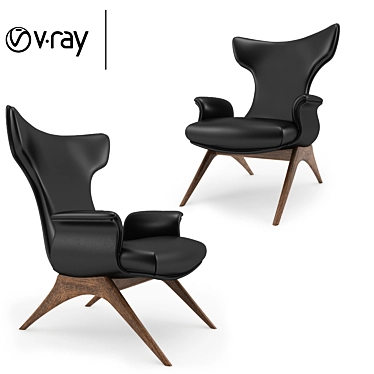 Elegant Walnut Ondine Chair 3D model image 1 