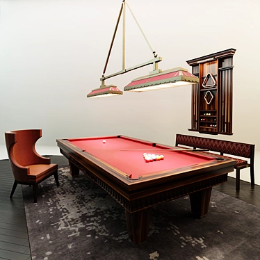 Complete Billiards Set with Table, Cue, Chair & Accessories 3D model image 1 