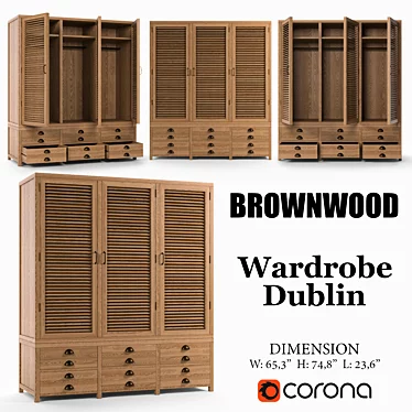 Dublin Corona Wardrobe: Stylish Storage Solution 3D model image 1 
