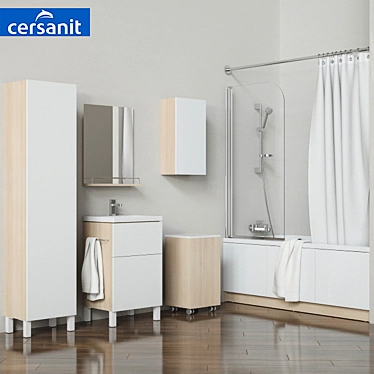 A set of bathtubs and furniture "Smart" with curtains "Easy" and soft curtains, tm Cersanit