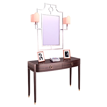 Elegant Vanity Set with Illuminated Mirror 3D model image 1 