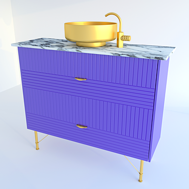 Golden Matte Washbasin 3D model image 1 