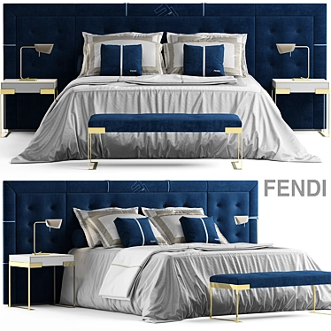 Elegant Fendi Pincio Bed 3D model image 1 