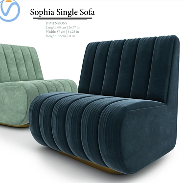 Sophia Velvet Single Sofa: Mid-century Modern Design 3D model image 1 