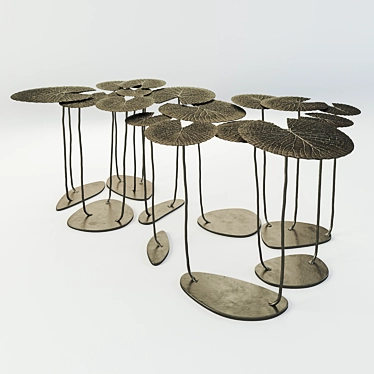 Bronze Water Lily Meandering Fillo Table 3D model image 1 