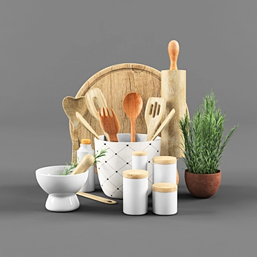 Modern Kitchen Set: Vray Render 3D model image 1 