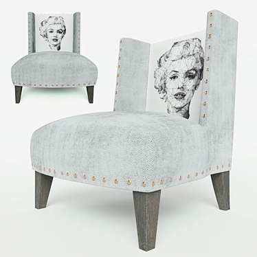 Marilyn Monroe Print Chair: Eco-Friendly Design, Velvet Fabric 3D model image 1 