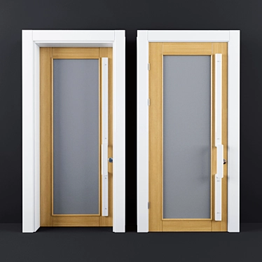 Elegant White Wood Glass Door 3D model image 1 