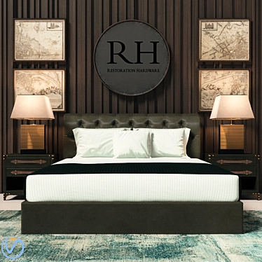 Timeless Elegance: Restoration Hardware Bed 3D model image 1 