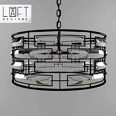 Metallic Glass Chandelier 3D model image 1 