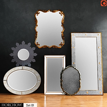 Elegant Mirror Set: Horchow Mirrors 3D model image 1 