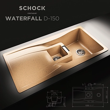 Schock Waterfall D-150: Stylish Kitchen Sink 3D model image 1 