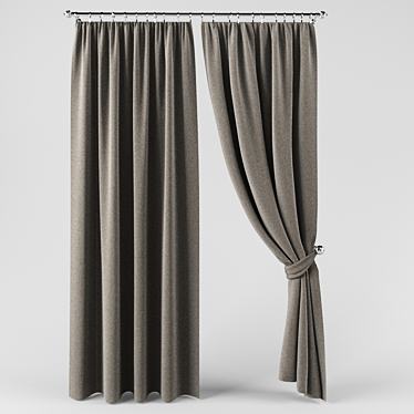 Modern Style Curtain with Valance 3D model image 1 