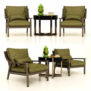 Elegant Armchair and Modern Side Table 3D model image 1 