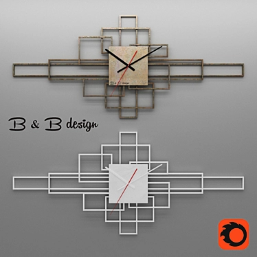 BsB Metal Designer Wall Clock 3D model image 1 