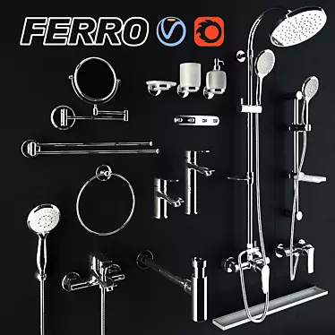 Sleek Ferro Bathroom Fittings 3D model image 1 