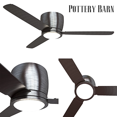 Modern Brushed Nickel Ceiling Fan 3D model image 1 
