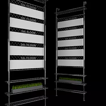 Loft Style Floor Signage Shelf 3D model image 1 