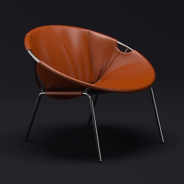 Sleek Leather Sling Chair 3D model image 1 