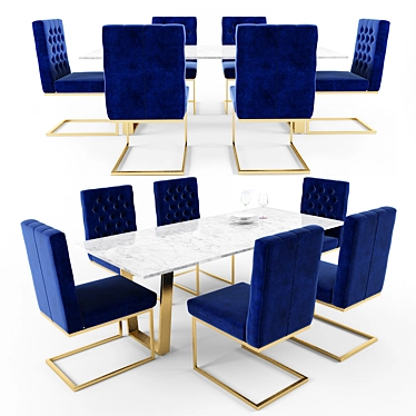 Navy Velvet Dining Chairs  3D model image 1 