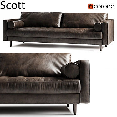 Modern Scott 3 Seater Sofa 3D model image 1 