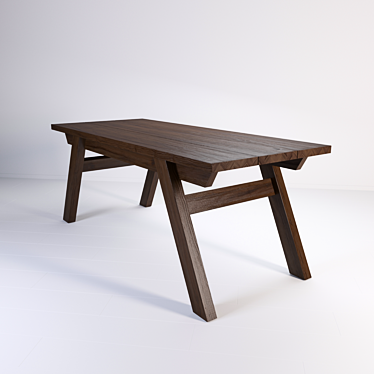 Stylish Solid Wood Dining Table 3D model image 1 