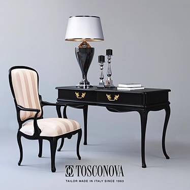 Elegant Tosconova Canova Desk + Chair Set 3D model image 1 