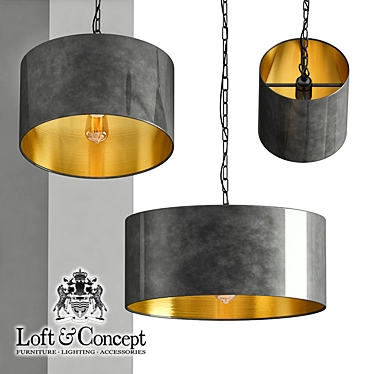 Vintage Metal Drum Pendant Lamp 3D model image 1 