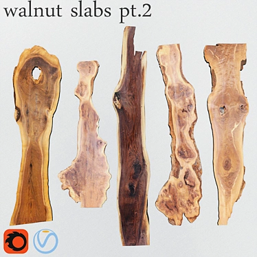 Natural Walnut Table Slabs 3D model image 1 