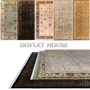 DOVLET HOUSE 5-Piece Carpets - High-Quality Wool & Silk Blend 3D model image 1 