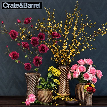 Elegant Bloom: Crate & Barrel Flower Set 3D model image 1 