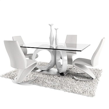 Elegant White Dining Set 3D model image 1 